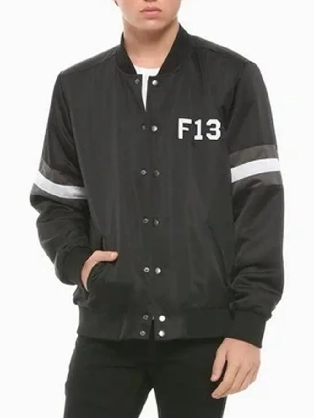 NEW Friday The 13th F13 Jason Voothees Black Bomber Jacket - Oversized XS - Picture 2 of 5